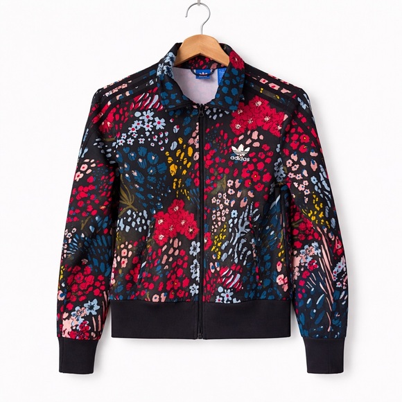 Adidas Originals Firebird floral Track Jacket Black Multi S Y2K Archive - Picture 5 of 11